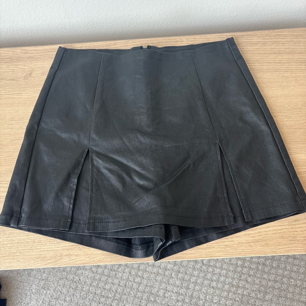 Black Faux Leather Mini Skirt